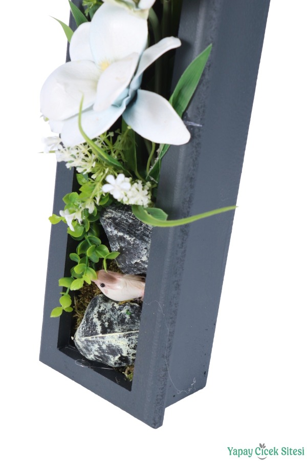 Ahşap Çerçeveli Yapay Çiçek Duvar Tablosu 44x11 cm Model 5 - 3