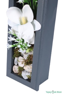 Ahşap Çerçeveli Yapay Çiçek Duvar Tablosu 44x11 cm Model 7 - 3