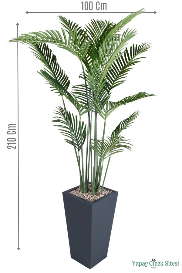 Ahşap Saksıda Yapay Areka Palmiye Ağacı 210 cm - 1