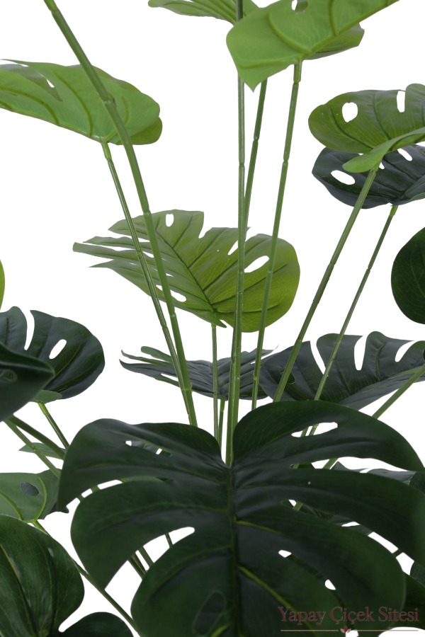 Antrasit Küre Saksıda Yapay Monstera Deve Tabanı Ağacı 105 cm - 3