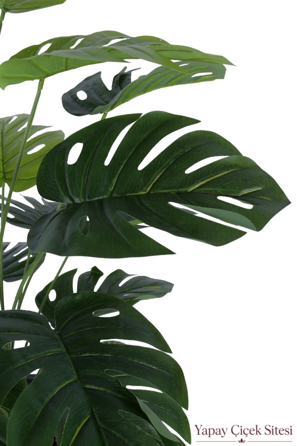 Antrasit Küre Saksıda Yapay Monstera Deve Tabanı Ağacı 105 cm - 4