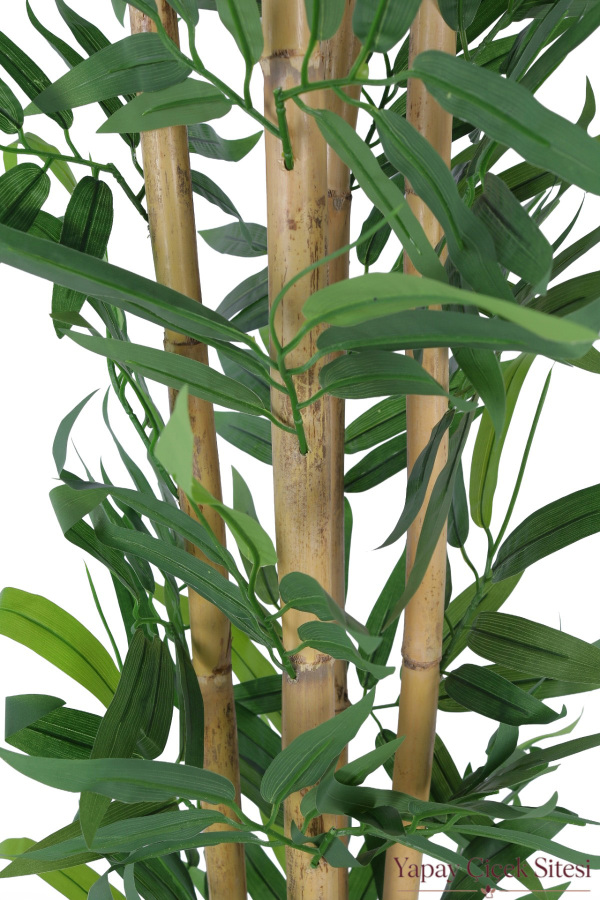  Beyaz Küre Saksıda 4 Gövdeli Yapay Bambu Ağacı 150 cm - 4