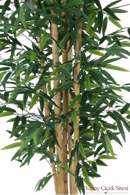 Beyaz Küre Saksıda 5 Gövdeli Yapay Bambu Ağacı 130 cm - 2