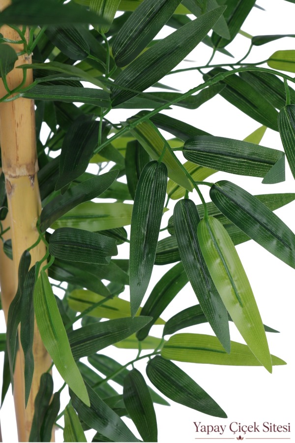 Beyaz Küre Saksıda 5 Gövdeli Yapay Bambu Ağacı 130 cm - 3