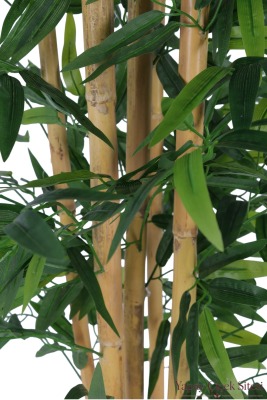Beyaz Küre Saksıda 5 Gövdeli Yapay Bambu Ağacı 130 cm - 4
