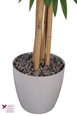 Beyaz Saksıda 5 Gövdeli Yapay Bambu Ağacı 160 cm Banyo Spa ve Güzellik Merkezi Dekorasyonu - 5