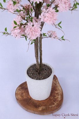 Bohem Saksıda 3 Gövdeli Yapay Ortanca Ağacı 160 cm Açık Pembe - 4