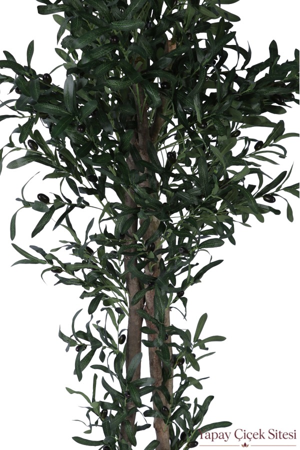 Bohem Saksıda 3 Gövdeli Yapay Zeytin Ağacı 190 Cm Koyu Yeşil - 2