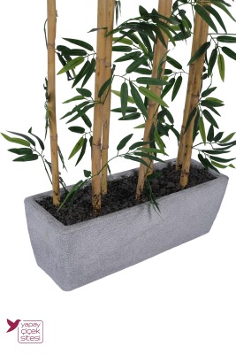 Bohem Saksıda 7 Çubuklu Yapay Bambu Seperatör 210 cm Banyo Spa ve Güzellik Merkezi Dekorasyonu - 6