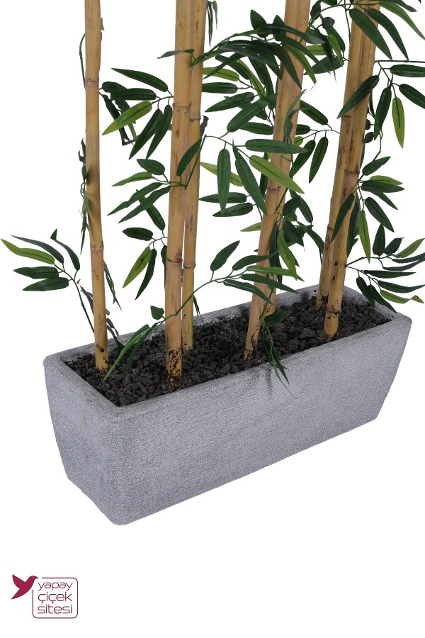 Bohem Saksıda 7 Çubuklu Yapay Bambu Seperatör 210 cm Banyo Spa ve Güzellik Merkezi Dekorasyonu - 6