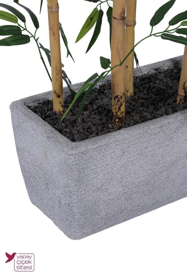 Bohem Saksıda 7 Çubuklu Yapay Bambu Seperatör 210 cm Banyo Spa ve Güzellik Merkezi Dekorasyonu - 7