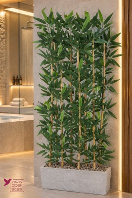 Bohem Saksıda Premium 8 Çubuklu Yapay Bambu Separatör 170 cm Spa ve Güzellik Merkezi Dekorasyonu - Yapay Çiçek Sitesi