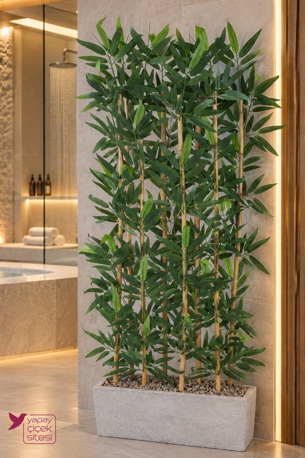 Bohem Saksıda Premium 8 Çubuklu Yapay Bambu Separatör 170 cm Spa ve Güzellik Merkezi Dekorasyonu - 1