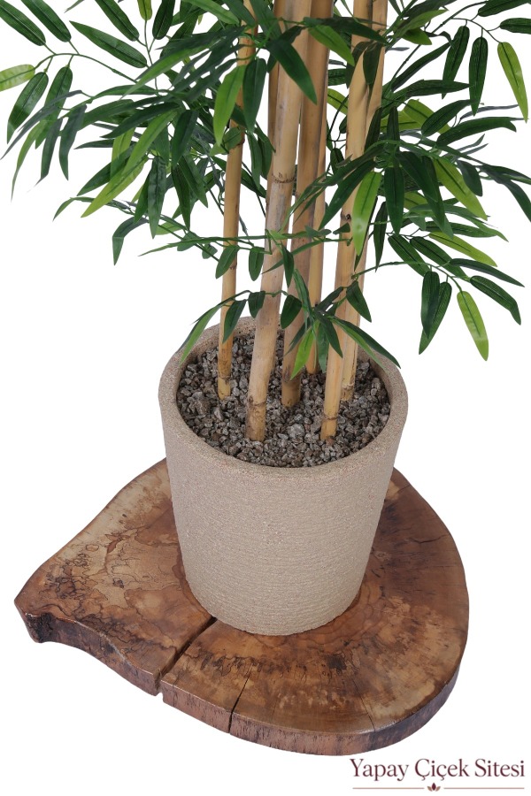Bohem Saksıda Yapay 7 Gövdeli Bambu Ağacı 180 cm - 4