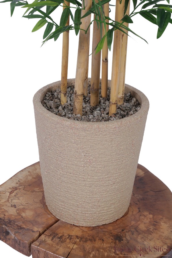 Bohem Saksıda Yapay 7 Gövdeli Bambu Ağacı 180 cm - 5