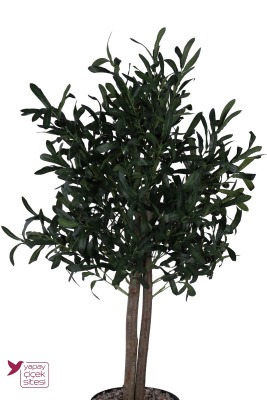Dekoratif Saksıda 2 Gövdeli Yapay Zeytin Ağacı Koyu Yeşil 120 cm Ev Dekorasyonu - 3