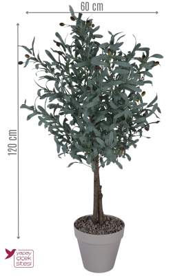 Dekoratif Saksıda 2 Gövdeli Yapay Zeytin Ağacı Mat Yeşil 120 cm Ev Dekorasyonu - 2