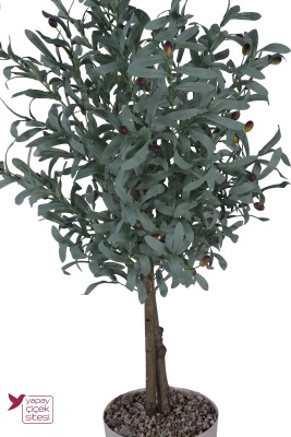 Dekoratif Saksıda 2 Gövdeli Yapay Zeytin Ağacı Mat Yeşil 120 cm Ev Dekorasyonu - 3