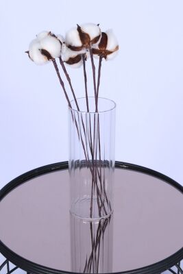 Doğal Beyaz Pamuk Çiçeği 5li 30 cm - 3