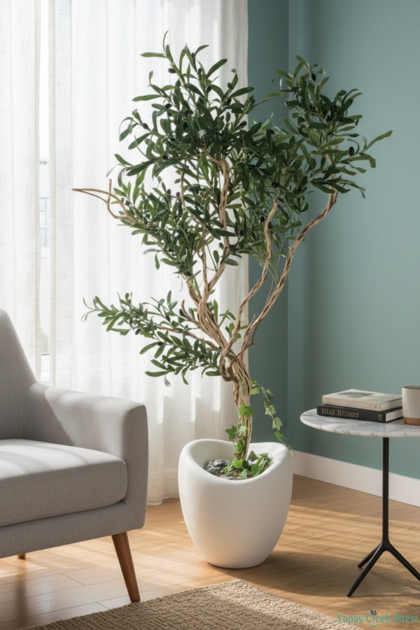Fiber Saksıda Bonsai Gövdeli Premium Yapay Zeytin Ağacı 180 cm - 5
