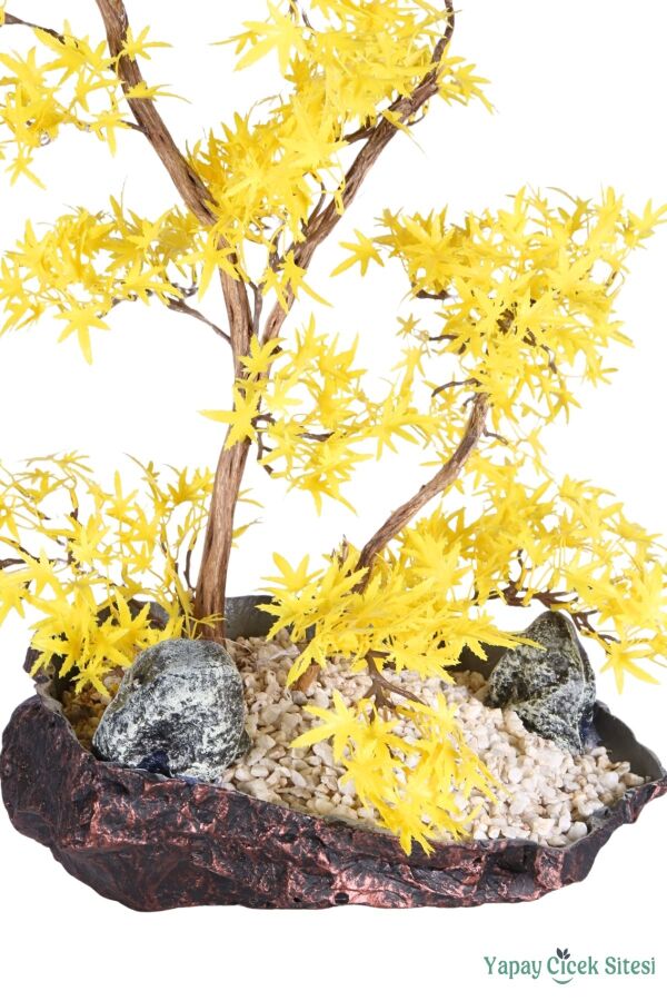 Fiber Saksıda Yapay Bonsai Ağacı 70 Cm Sarı - 3