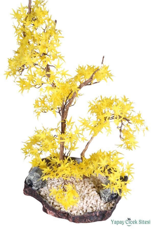 Fiber Saksıda Yapay Bonsai Ağacı 70 Cm Sarı - 4