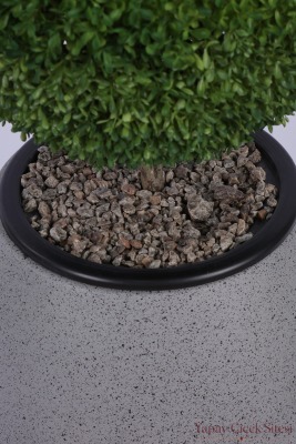 Gri Fiber Saksıda Dekoratif Kaliteli Yapay Top Şimşir UV Dayanımlı 110 cm - 4