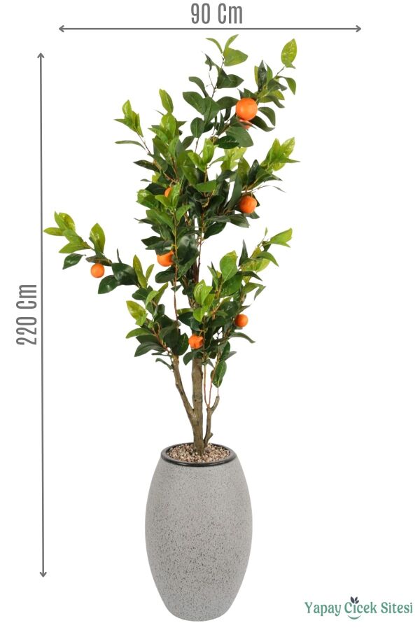 Gri Fiber Saksıda Yapay Portakal Ağacı 220 cm - 1