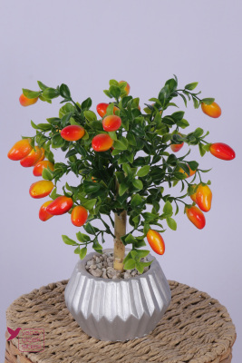 Gümüş Beton Saksıda Yapay Mini Biber Ağacı Tanzimi 30 cm - 2