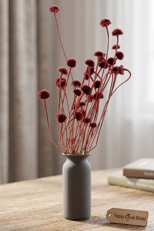Kuru Çiçek Doğal Papatya Otu 48cm Bordo - 1