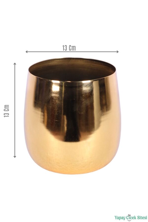 Metal Cezve Saksı 13 cm Altın - 2
