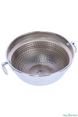 Metal Darbeli Küpeli Saksı 12.5 cm Gümüş - 3