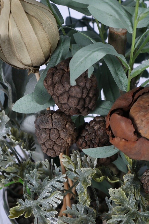 Metal Darbeli Saksıda Yapay Zeytin ve Kuru Çiçek Tanzimi 52 cm Yeşil - 5