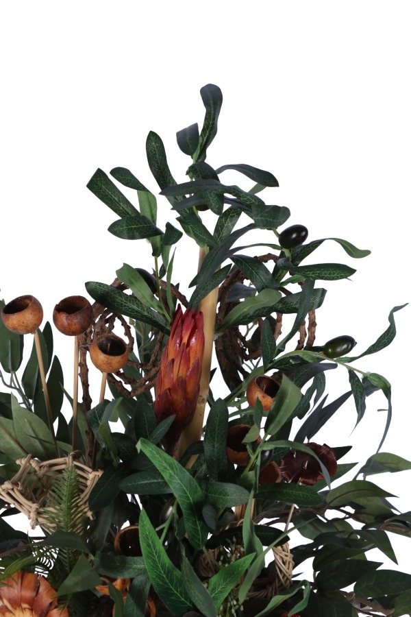 Metal Darbeli Vazoda Yapay Zeytin Tanzimi 68 cm Yeşil - 5