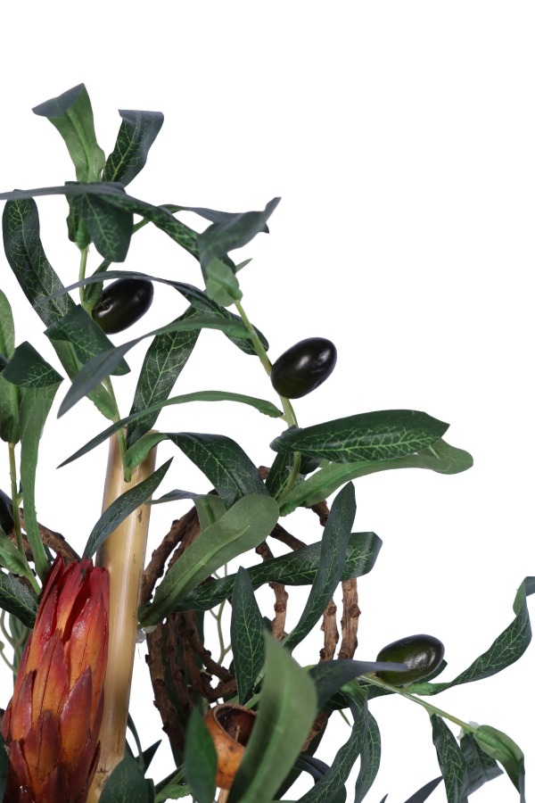 Metal Darbeli Vazoda Yapay Zeytin Tanzimi 68 cm Yeşil - 6