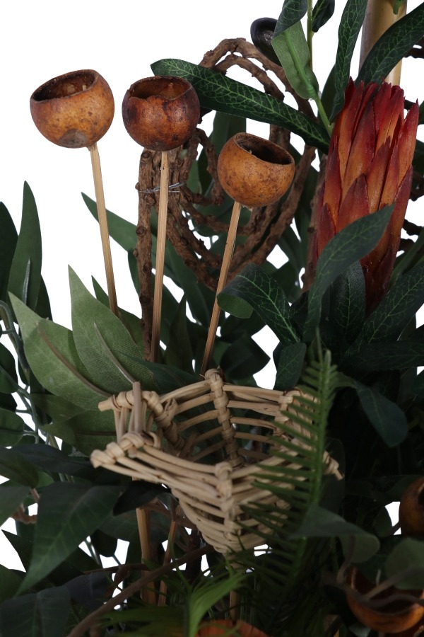 Metal Darbeli Vazoda Yapay Zeytin Tanzimi 68 cm Yeşil - 7