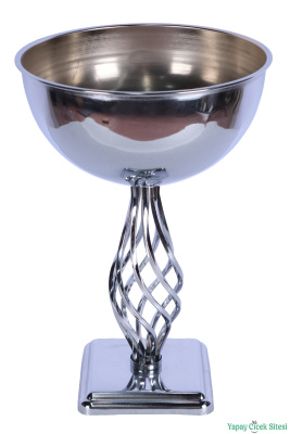 Metal Dekoratif Burgulu Geniş Vazo 39 cm Gümüş - 3