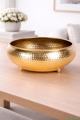 Metal Dekoratif Darbeli Ufo Model Saksı 11 Cm Altın - 3
