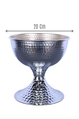 Metal Dekoratif Darbeli Vazo 20 Cm Gümüş - Yapay Çiçek Sitesi