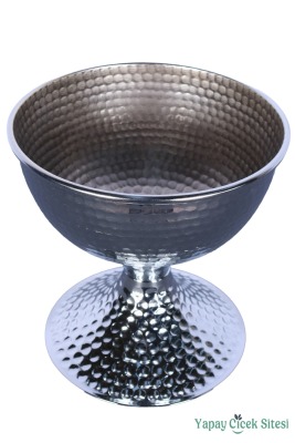 Metal Dekoratif Darbeli Vazo 20 Cm Gümüş - 3