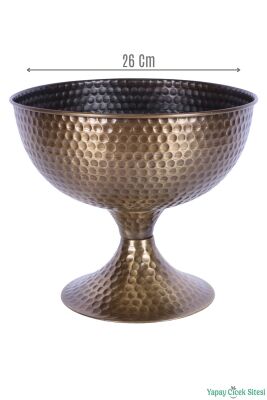 Metal Dekoratif Darbeli Vazo 22 Cm Bronz - Yapay Çiçek Sitesi