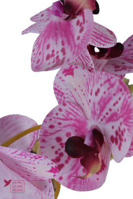 Metal Gümüş Saksıda Yapay Premium Orkide Tanzimi 50 cm Fuşya Pembe - 3