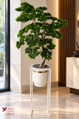 Metal Sütun Saksıda Yapay Bonsai Ağacı 180 cm Salon Dekorasyonu - Yapay Çiçek Sitesi
