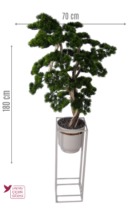 Metal Sütun Saksıda Yapay Bonsai Ağacı 180 cm Salon Dekorasyonu - 2