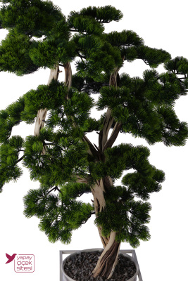 Metal Sütun Saksıda Yapay Bonsai Ağacı 180 cm Salon Dekorasyonu - 3