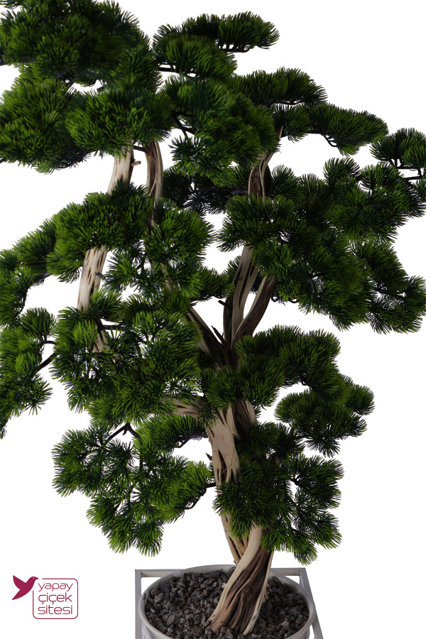 Metal Sütun Saksıda Yapay Bonsai Ağacı 180 cm Salon Dekorasyonu - 3
