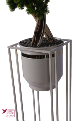 Metal Sütun Saksıda Yapay Bonsai Ağacı 180 cm Salon Dekorasyonu - 4