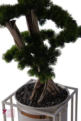 Metal Sütun Saksıda Yapay Bonsai Ağacı 180 cm Salon Dekorasyonu - 5
