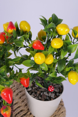 Plastik Saksıda Yapay Mini Çilek & Limon Tanzimi 2’li Set 33 cm - 3