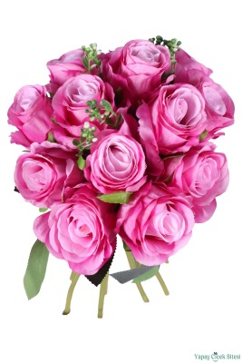 Premium Yapay Gül Demeti 13 Dal 28 cm Pembe - 3